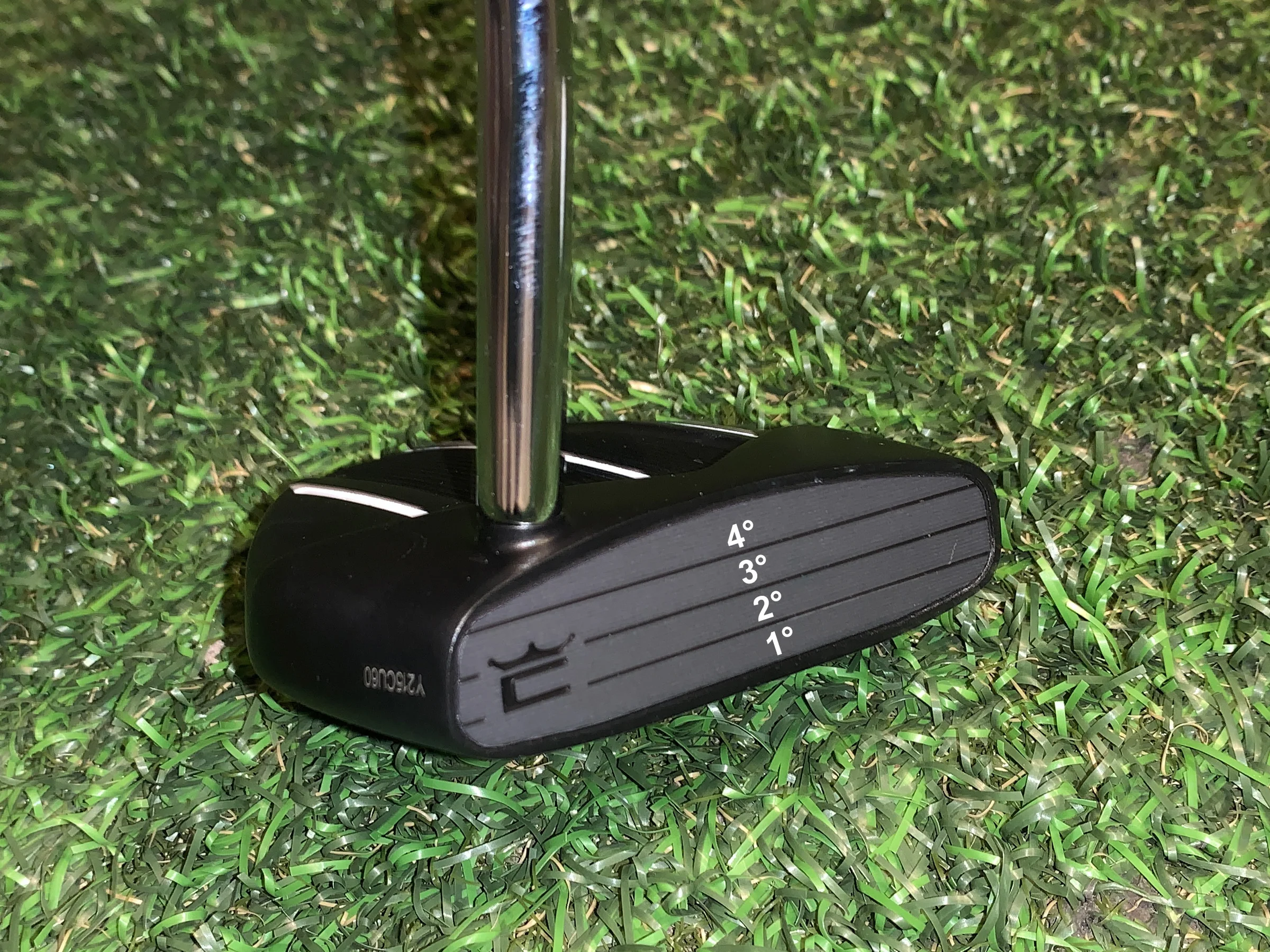 Visual description of Descending Loft Technology on KING Vintage putters