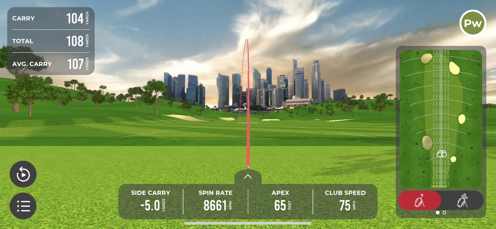 Driving Range screenshot from the Rapsodo MLM2PRO app