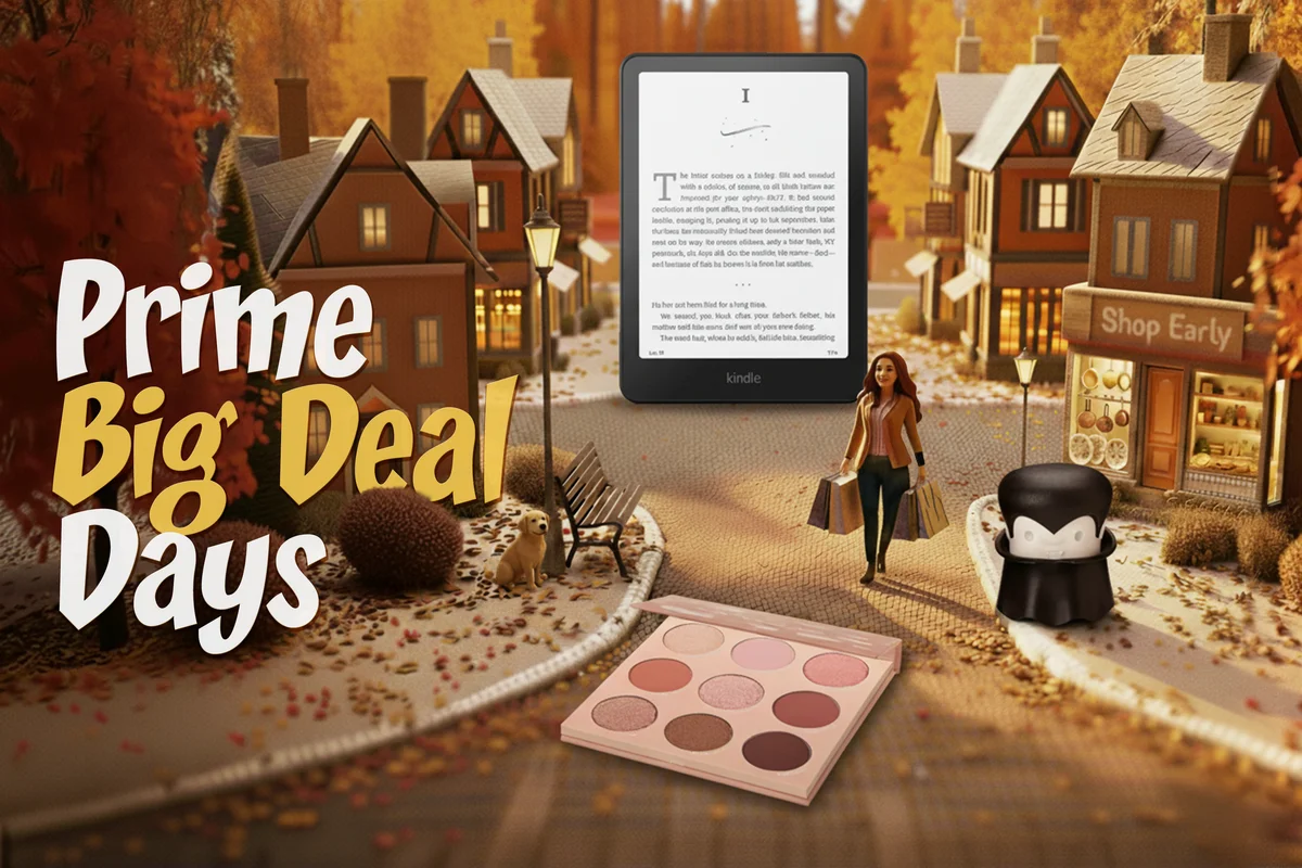 A fall season town scene with amazon products