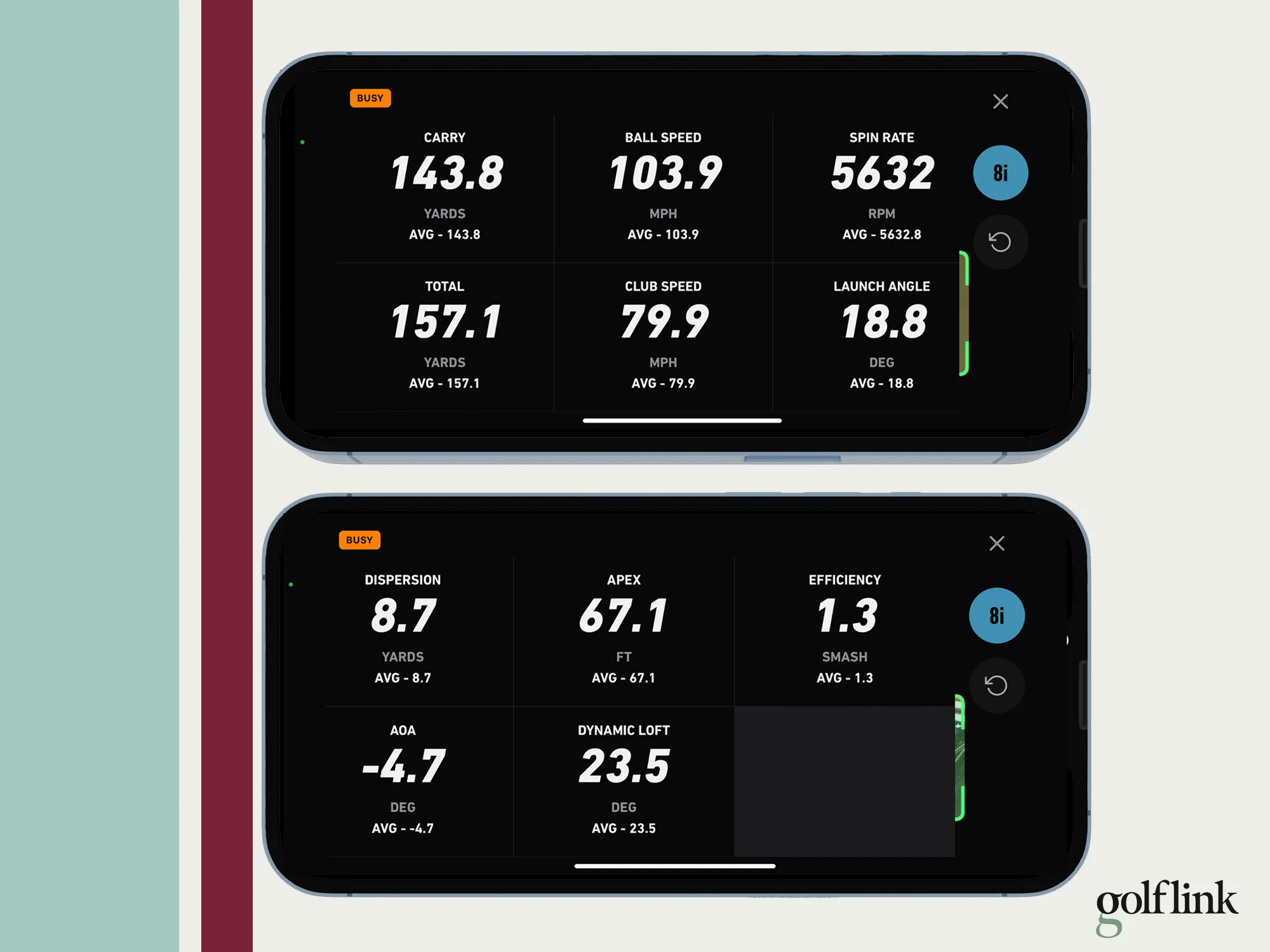 ShotVision screenshot with its 11 data points