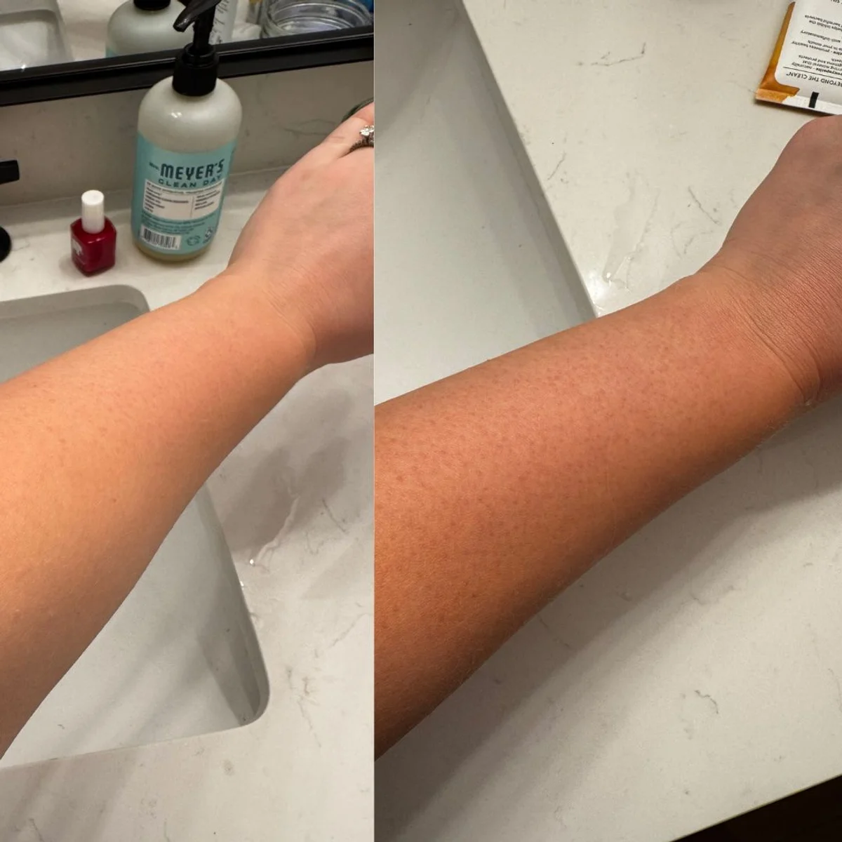 Beauty by Earth Self-Tanner before & after