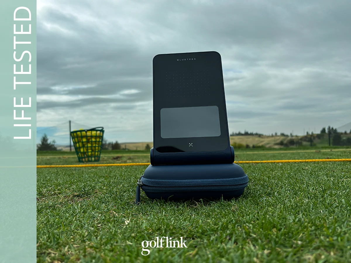 Blue Tees Rainmaker launch monitor during GolfLink testing