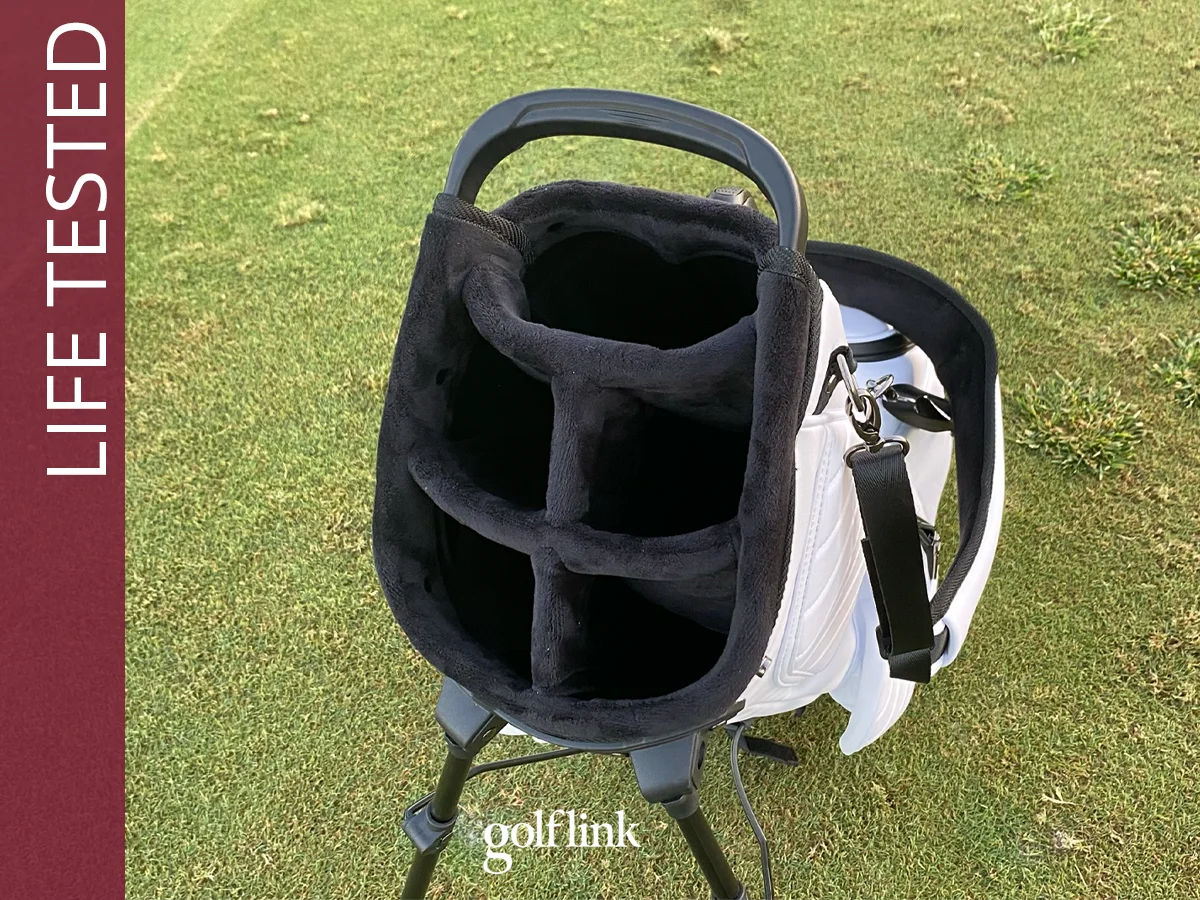 CaddyDaddy RevCore Lux LT golf bag during GolfLink testing