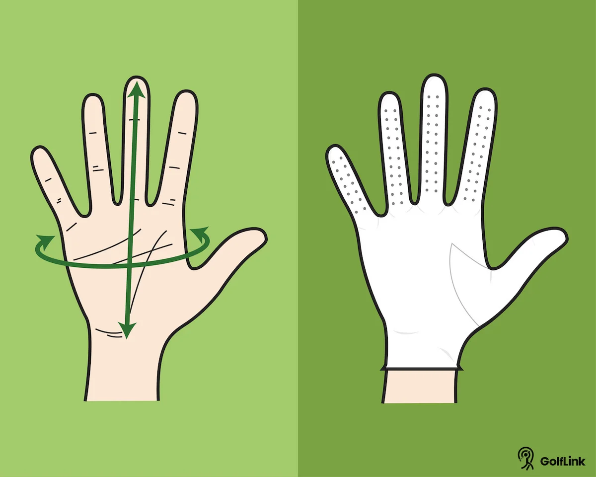 Golf glove sizing hand