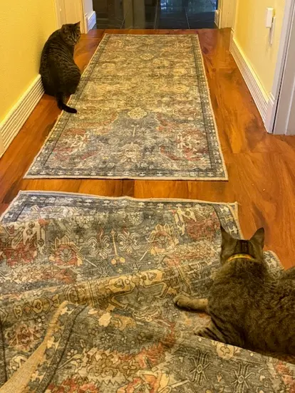 Hallway runners with & without Gorilla Grip