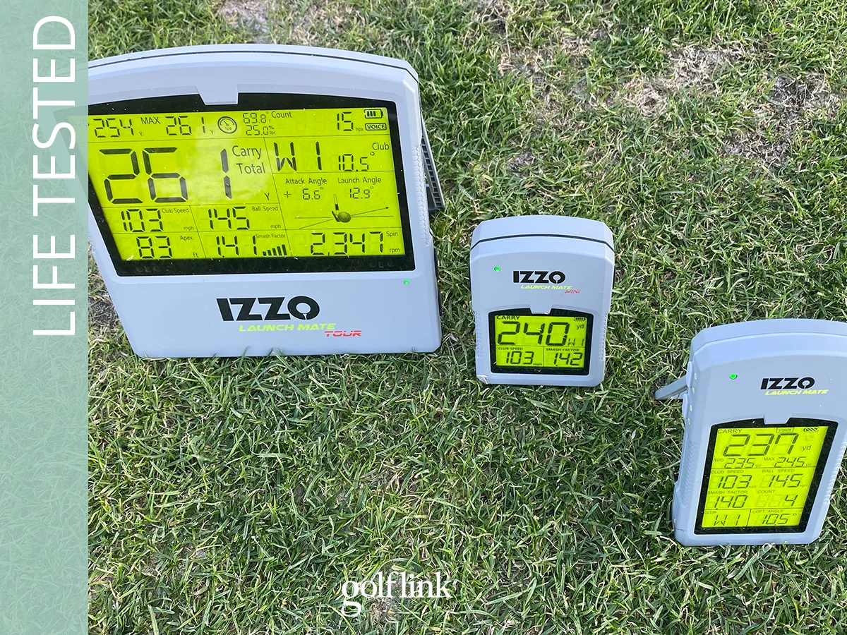 Izzo launch monitor trio during GolfLink testing