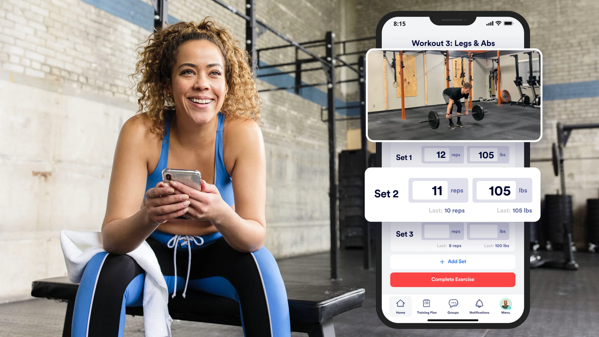 Athlete using the Caliber app for fitness improvement