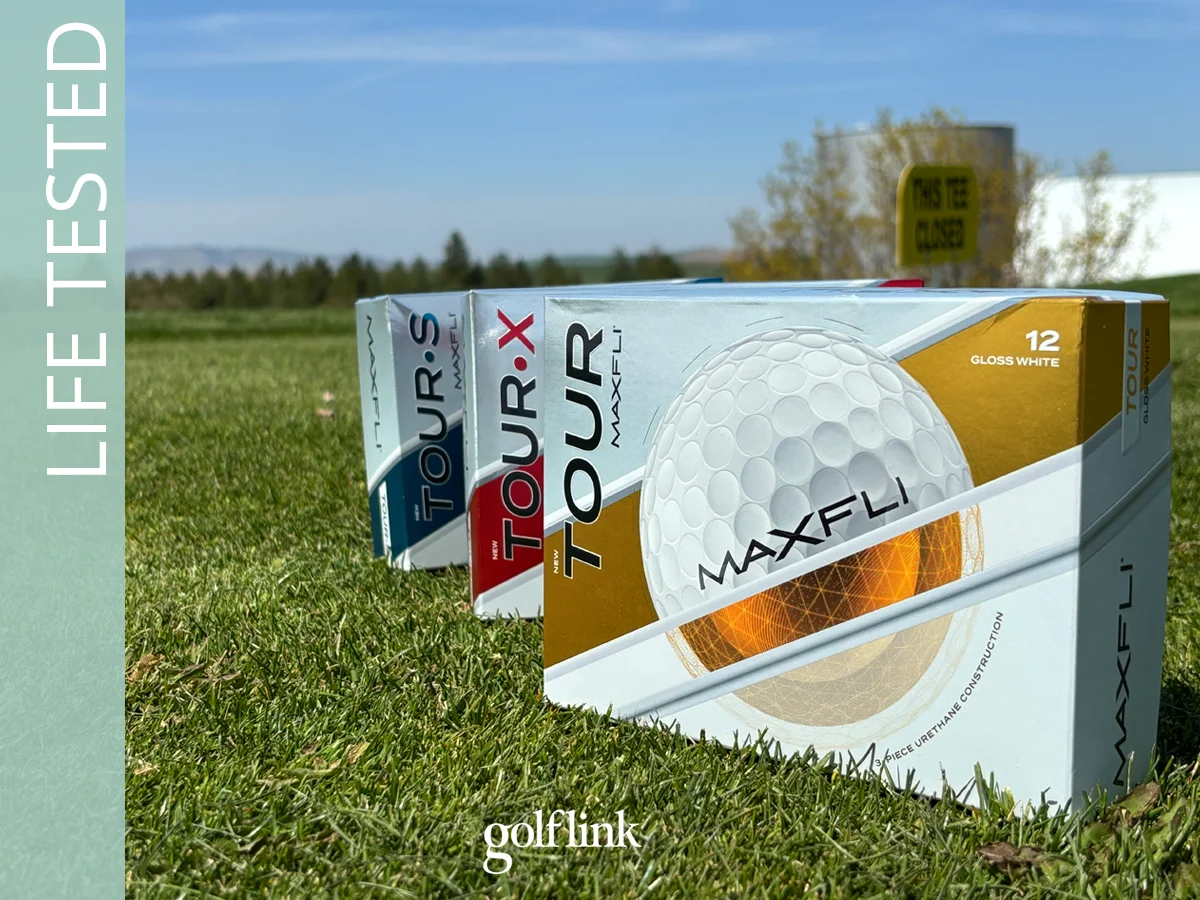 2025 Maxfli Tour golf ball lineup during GolfLink testing
