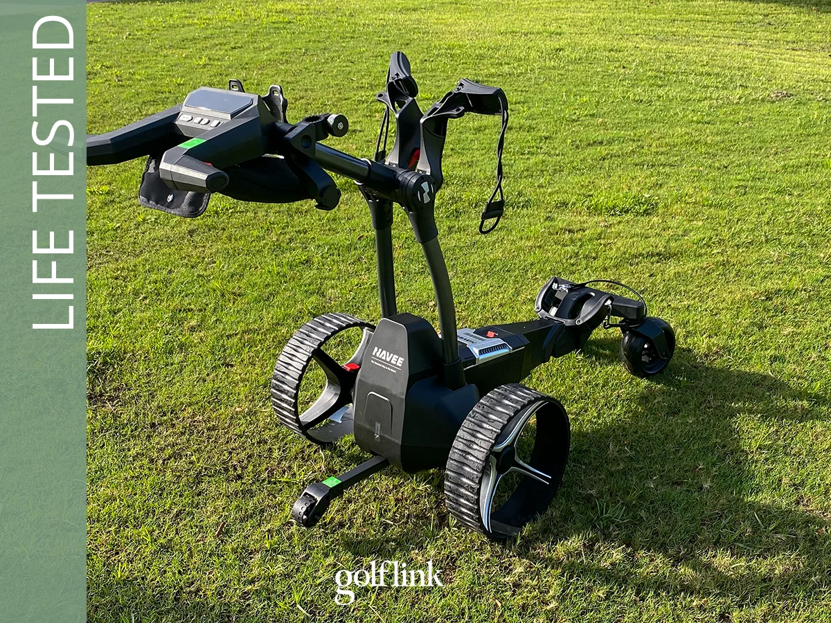Navee Birdie 3x electric push cart during GolfLink testing
