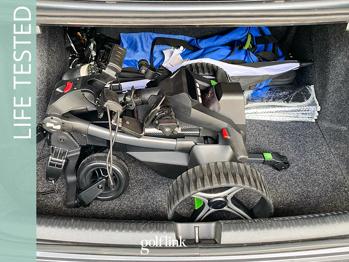Navee Birdie 3x electric push cart during GolfLink testing