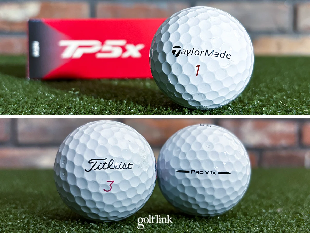 TaylorMade TP5x vs. Titleist Pro V1x during GolfLink testing