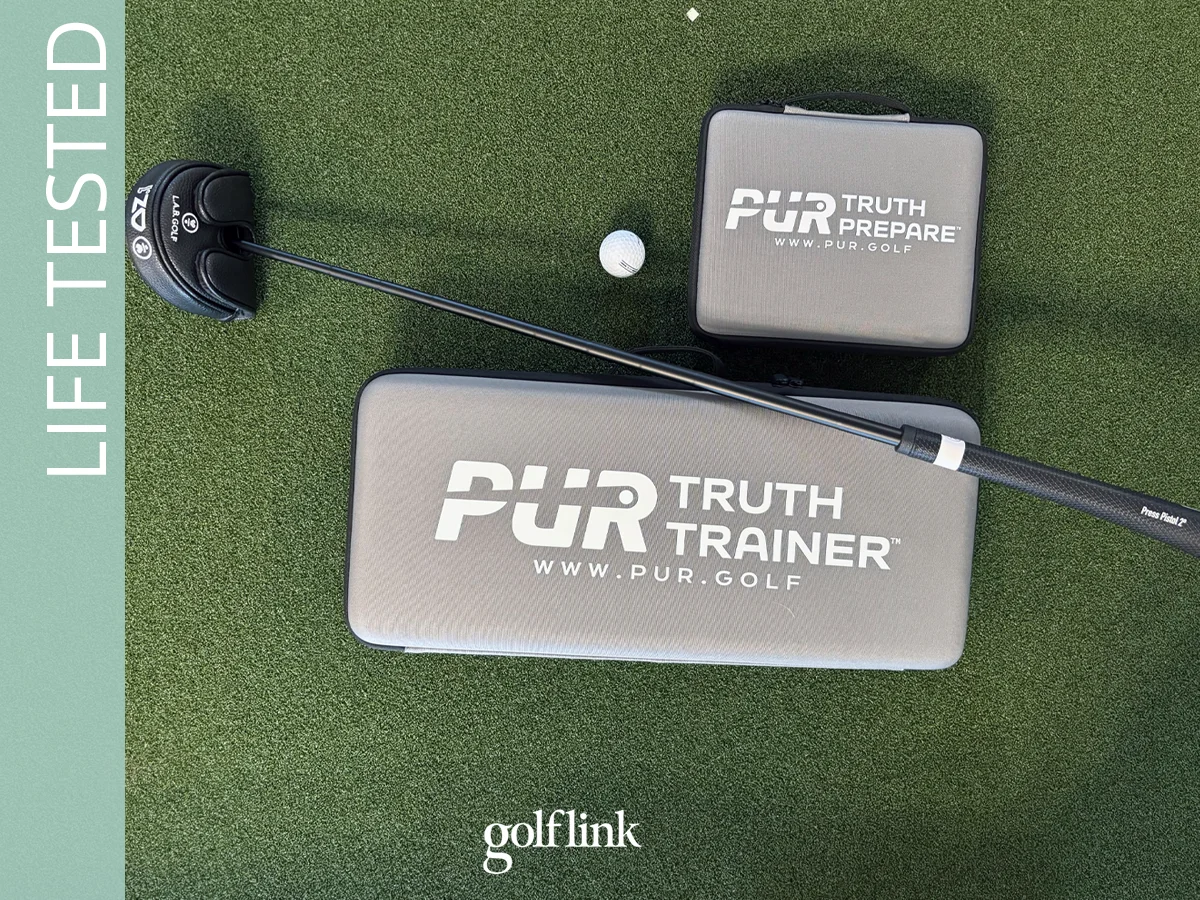 PUR Truth Trainer and Truth Prepare shown with a putter for perspective