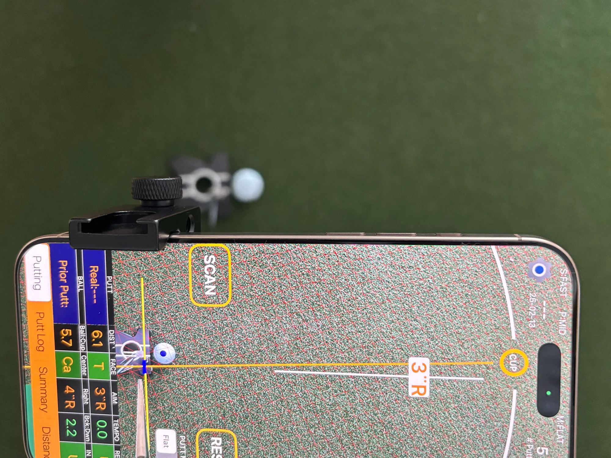 Putt Preview AR putting app during GolfLink testing