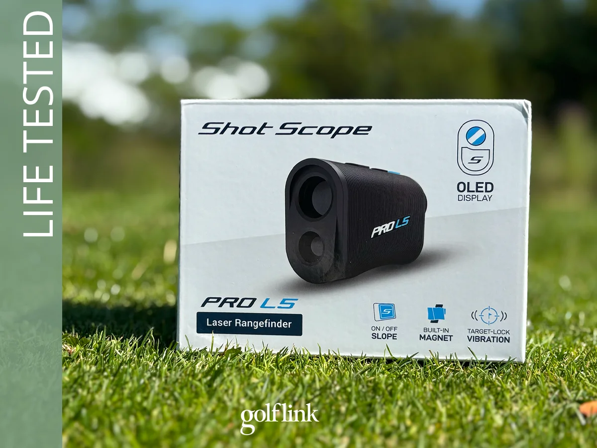 Shot Scope Pro L5 rangefinder during GolfLink testing