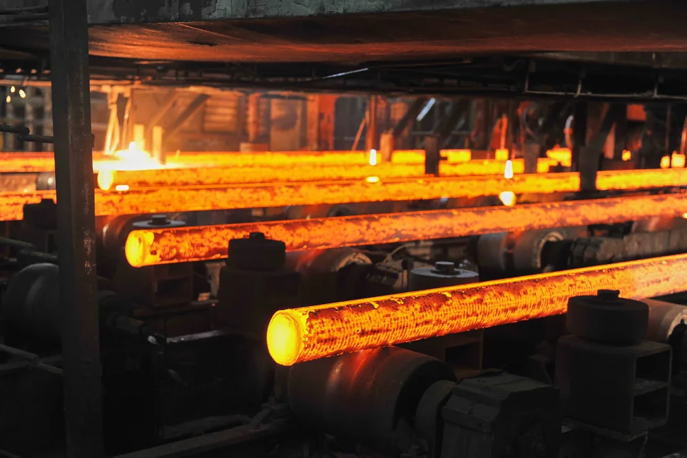 Red hot steel billets