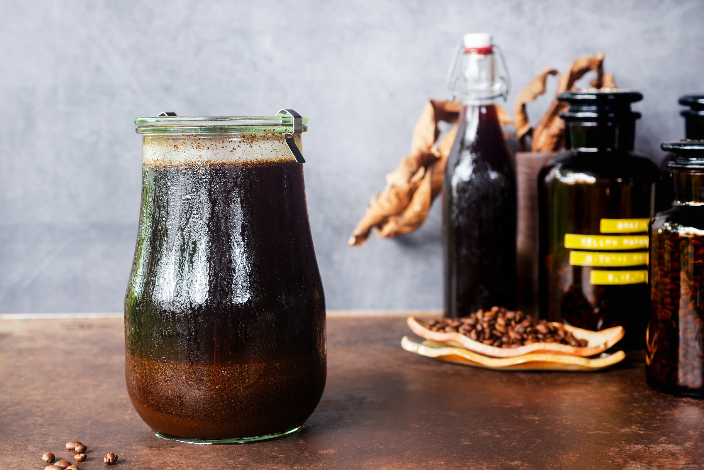 Cold brew coffee in a jar