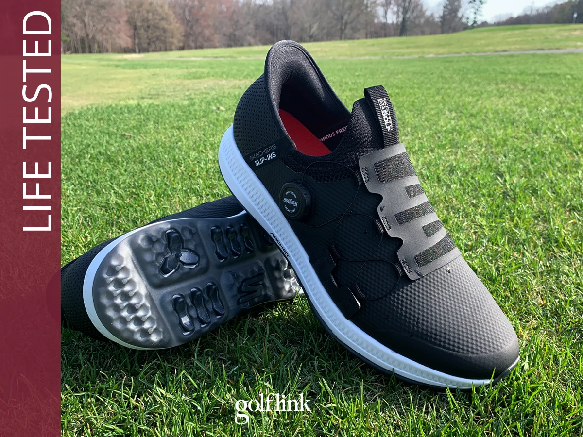 Skechers GO GOLF Elite 5 Slip In Golf Shoes on a golf course