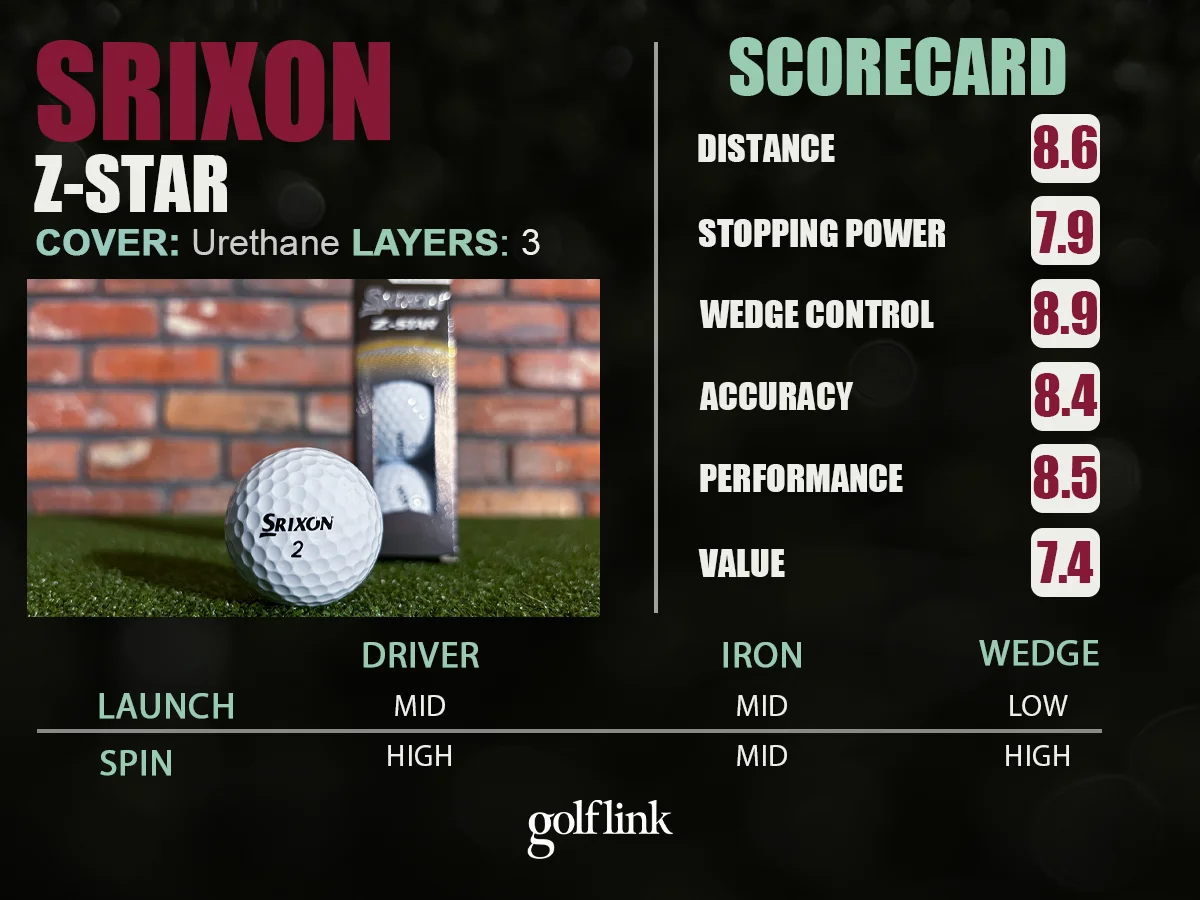 Srixon Z-Star golf ball profile based on GolfLink testing