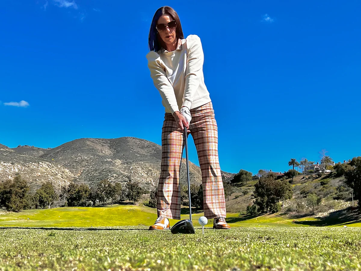 Golfer with the perfect driver stance