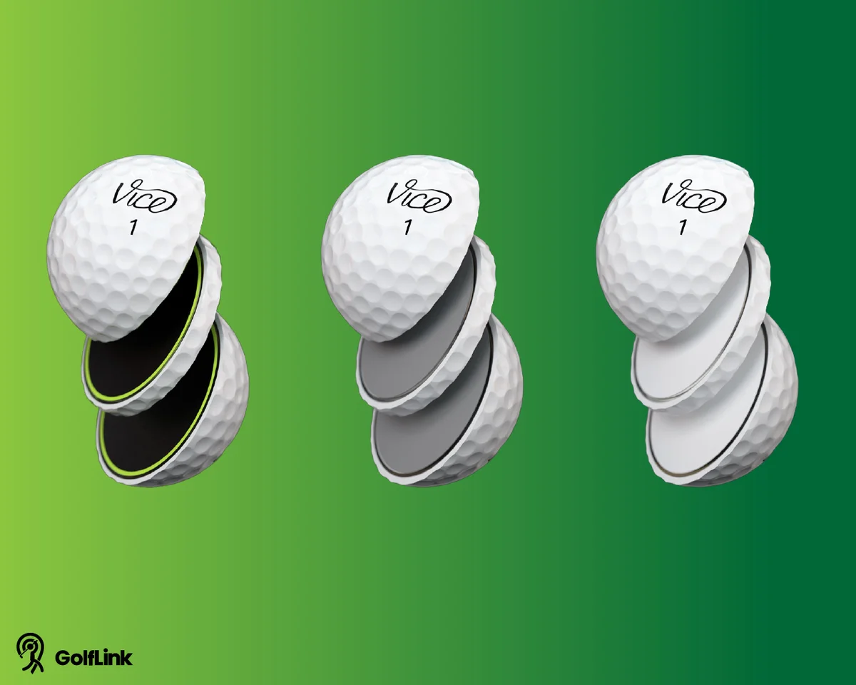 three sliced VICE golf balls